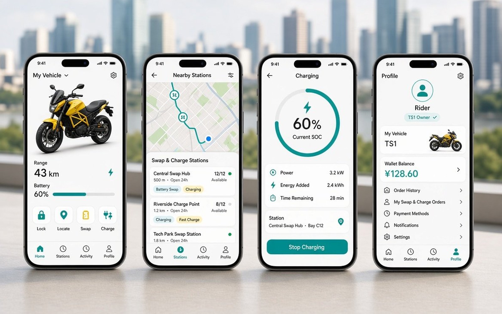ARKVIA rider client app screens